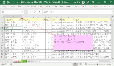 RPA入力元のExcelデータ