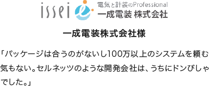 「パッケージは合うのがないし100万以上のシステムを頼む気もない。セルネッツのような開発会社は、うちにドンぴしゃでした。」