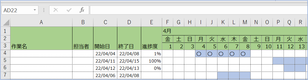 工程表（ガントチャート）の作り方