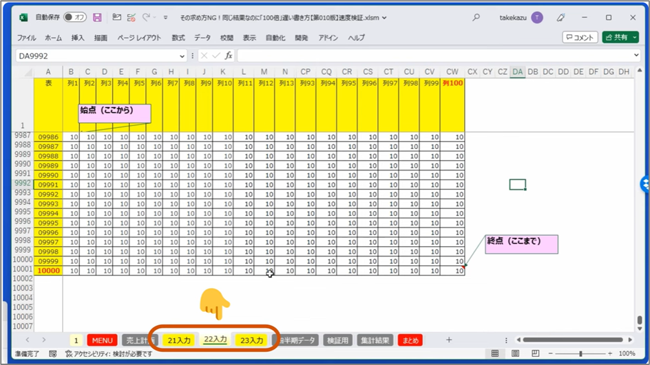 セルネッツ：VBA セル操作をして良いのは件数が少ない時だけ！